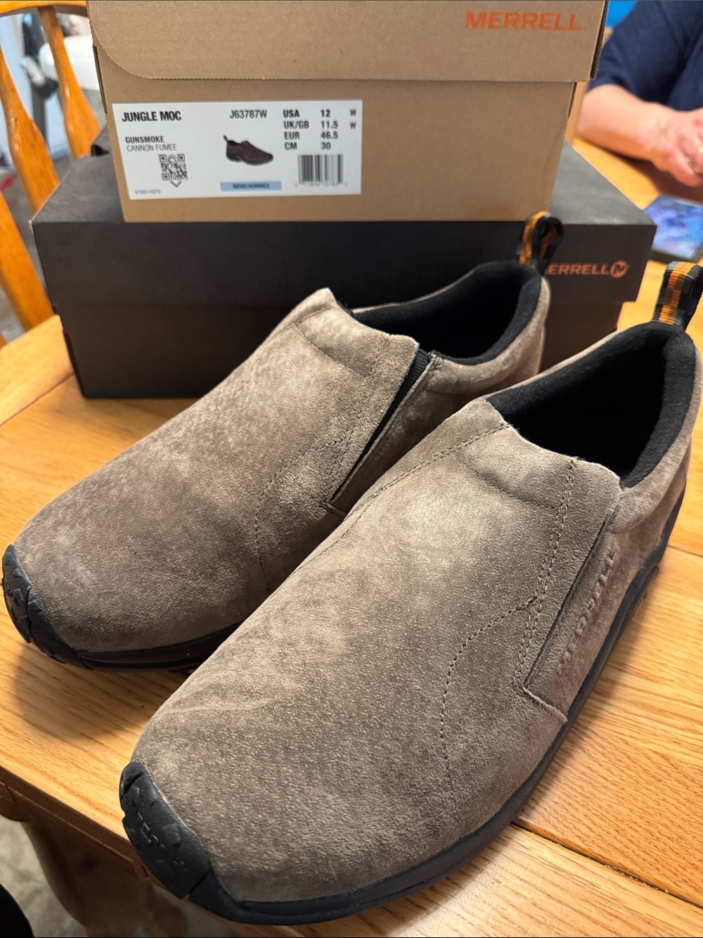 Merrell Taupe Suede Slip-On gunsmoke Jungle Moc 12 Wide